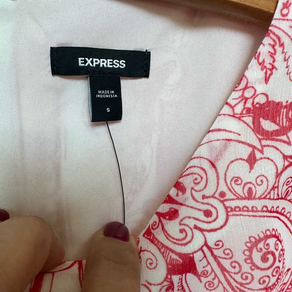 Express Red and White Paisley Blouse